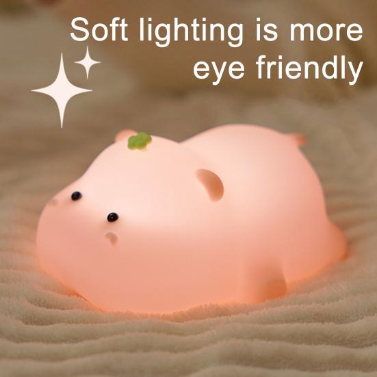Ночник Мультяшный Хайлендская корова Лошадь Гиппопотам Дизайн Силиконовый Животный Светильник Детский Диммируемый Сенсорное управление Мягкое свечение Ночник