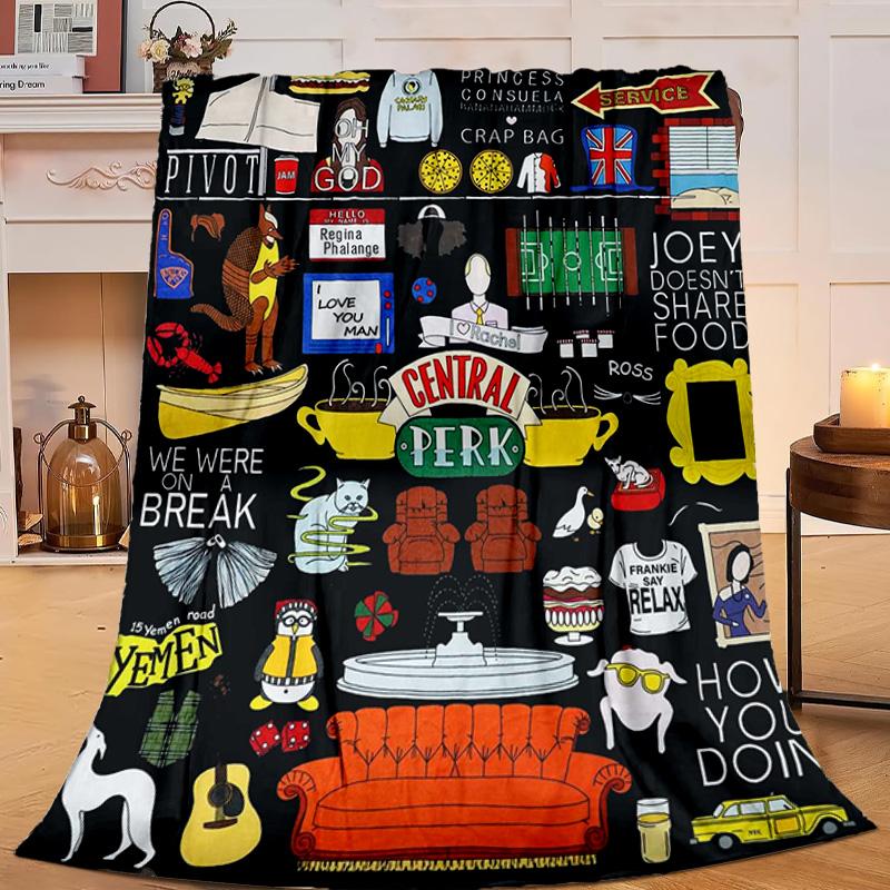 1PC Friends Show Quotes Flannel Blanket Gift, Suitable for Both Men And Women, Soft Ideal for Beds And Sofa, Birthday Or Christmas Gift