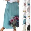 Women Casual Loose Boho Elastic Waist A-Line Beach Flowy Swing Vacation Maxi Skirt With Pocket