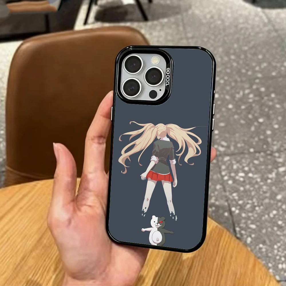 J-Junko E-Enoshima Anime Phone Case For iPhone17,16,15,14,13,12,11 Plus,Pro Max Colored Silver Plated Inside Cover