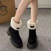 Women's Warm Long Plush Snow Boots 2024 Winter Hook Loop Suede Ankle Boots Woman Plus Size Non-Slip Platform Cotton Shoes Ladies