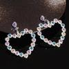 Silver Needle European and American Exaggerated Wind Hollow Diamond Enlaid Love Earrings Dopamine Small Fresh Earrings