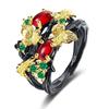 Fashion Black Gold Jewelry Red AAAA Zircon Women's Ring Exquisite Women's Party Jewelry Bridal Wedding Ring