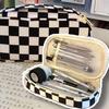 Useful Large Capacity Checkerboard Pattern Multi-functional School Students Pencil Storage Bag for Classroom Case