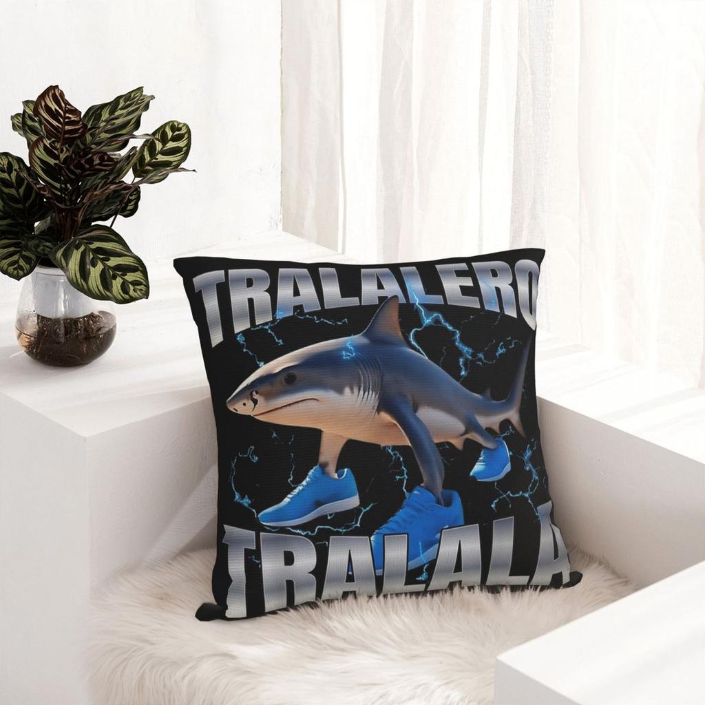 Tralalero Tralala Funny Shark Meme Pillowcase Printing Polyester Cushion Cover Decor Italian Brainrot Memes Pillow Case Cover