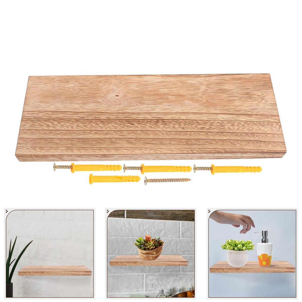 Floating Wall Shelf Modern Wood Bathroom Storage Shelves Spacesaving Sturdy Rustic Bedroom Nursery Solid MountBracket Hardware