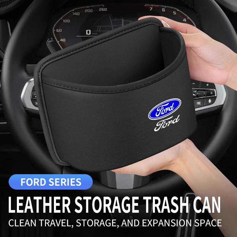 BBBK3 For Ford Mondeo Focus Explorer Escape Kuga Everest Bronco F-150 Ranger Transit Car Leather Storage Box Garbage Container