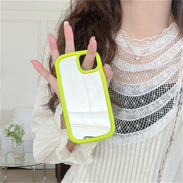 Корейский милый овальный чехол с зеркалом для макияжа Macron для Iphone 14 13 12 11 Pro Max, милый однотонный противоударный мягкий чехол на заднюю панель