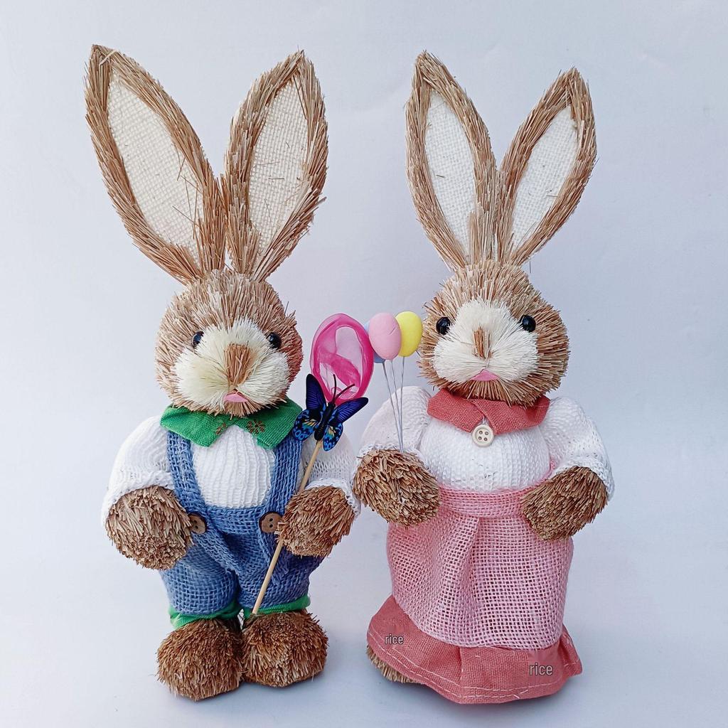 35CM Handmade Woven Rabbit Christmas Ornament - Intangible Cultural Heritage Souvenir