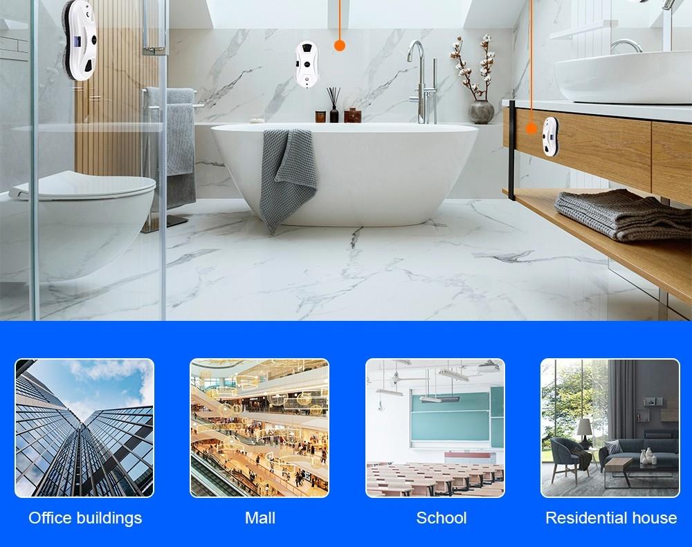 LIECTROUX YW610 Robot Window Cleaner, Single Water Spray, 2800Pa Suction, 30ml Water Tank, Border Detection