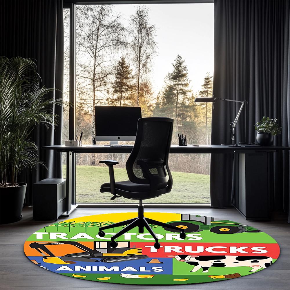 Truck Printed Round Rug Carpet Chair Rug Area Rug Entryway Doormats,for Office Chair Living Room Bedroom Kitchen Room.