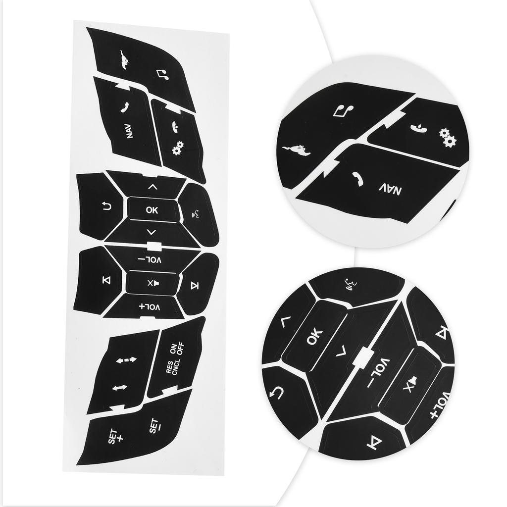 Черный ремонт рулевого колеса Виниловая накладка на кнопки Уменьшение проникновения света Идеальное покрытие краев Светоотражающие белые надписи