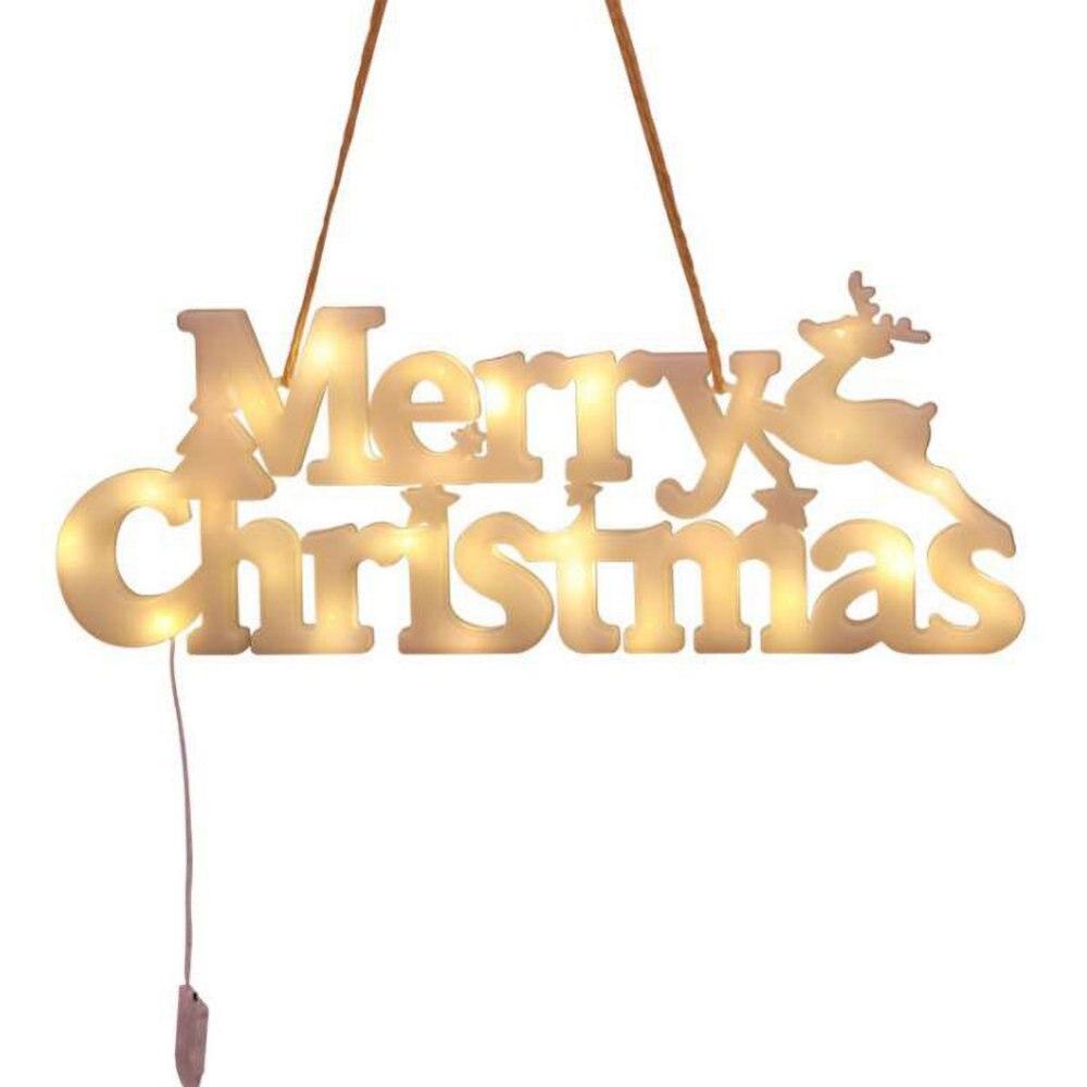 Пластиковый световой знак с Рождеством Христовым, рождественский подвесной орнамент, пластиковое украшение на стену, дверь