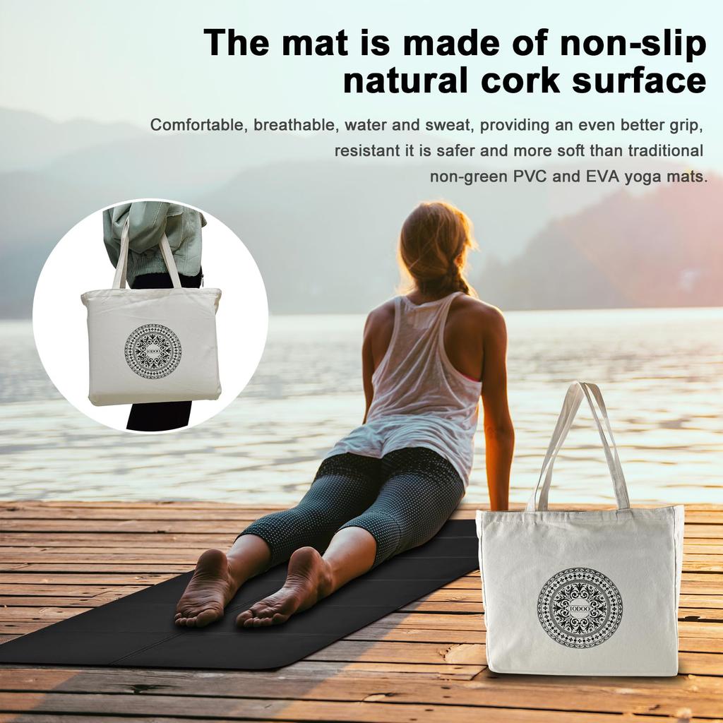 Iodoo Foldable Yoga X X Extra Thick and Foldable Yoga Mat for Travel with Canvas Carry TPE Exercise Pilates Mat Mat, 72"L 32"W 0.32", Wide, Bag,