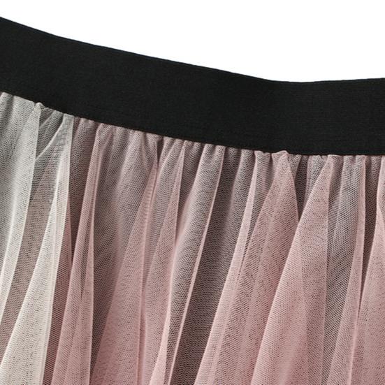 Женская юбка из тюля с высокой талией, плиссированная юбка, асимметричная женская юбка, контрастный цвет, неровный подол, юбка