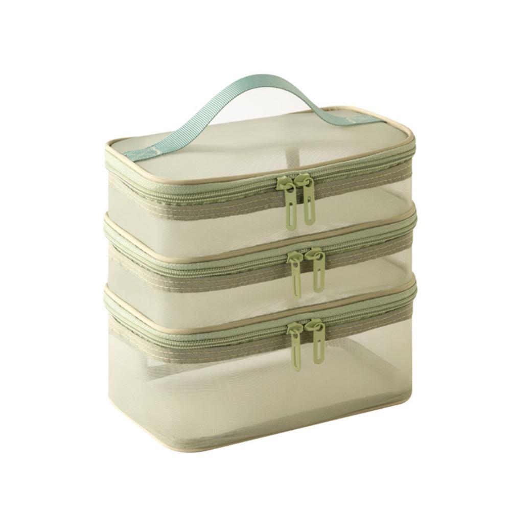 1/2/3 Layers Mesh Cosmetic Bags Zipper Perspective Makeup Bag Casual Cosmetic Storage Bag Women
