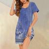Женские летние платья с коротким рукавом, льняные повседневные футболки, пляжные платья-миди, сарафаны с карманами