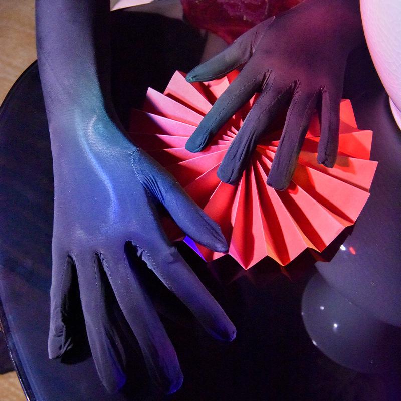 Чулки Перчатки912Игольное Масло Глянцевые Высокоэластичные Перчатки без пальцев Ультратонкий Черный Шелк Гладкий Солнцезащитный Свадебный Сексуальный Пятипалый