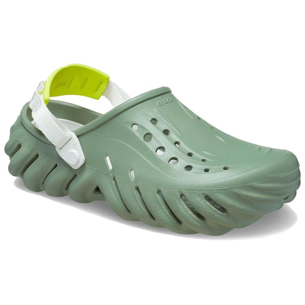 Crocs Echo Round Toe Thick Sole Clogs Unisex Footwear Avocado-Green 207937-308