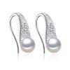 LSOOYH 8-9mm Natural Freshwater Pearl Earrings Classic Cubic Zirconia CZ Earrings For Women
