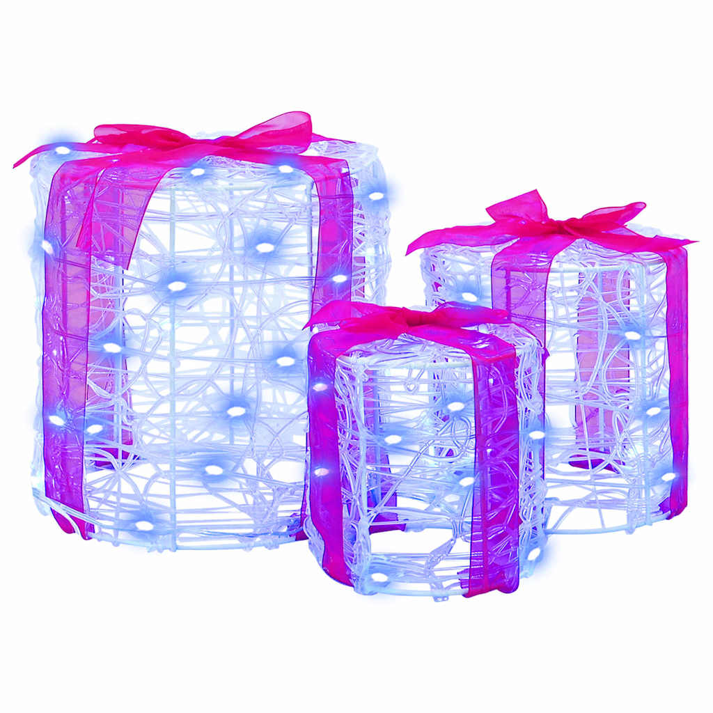Gift Box Decoration Set 3 pcs Blue 20 x 20 x 21 cm Acrylic