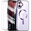Protective Case - for iPhone - 16 Plus - Transparent TPU - Purple Outline - Shockproof