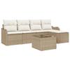 Ensemble de Canapé de Jardin 6 Pièces avec Coussins Rattan Poly Brun 3345671