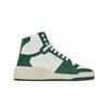 (w) Sl24 Mid-top Sneakers In Smooth And Perforated Leather White Dark Green