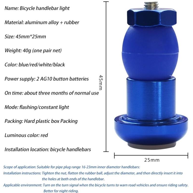 1 Pair Safety Cycling Bike Turn Signal Handle Bar End Plug LED Red Light Lamp Magnetic Handle Light  XR-Hot