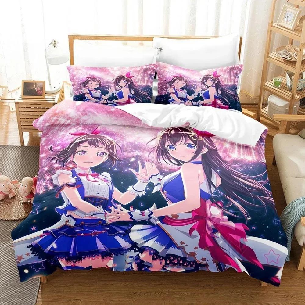 3D Аниме BanG Dream! Girls Band Party! Принтованный Постельный Комплект Пододеяльник Наволочка Комплект Постельного Белья Постельное Белье Простыня Покрывало Полный Размер