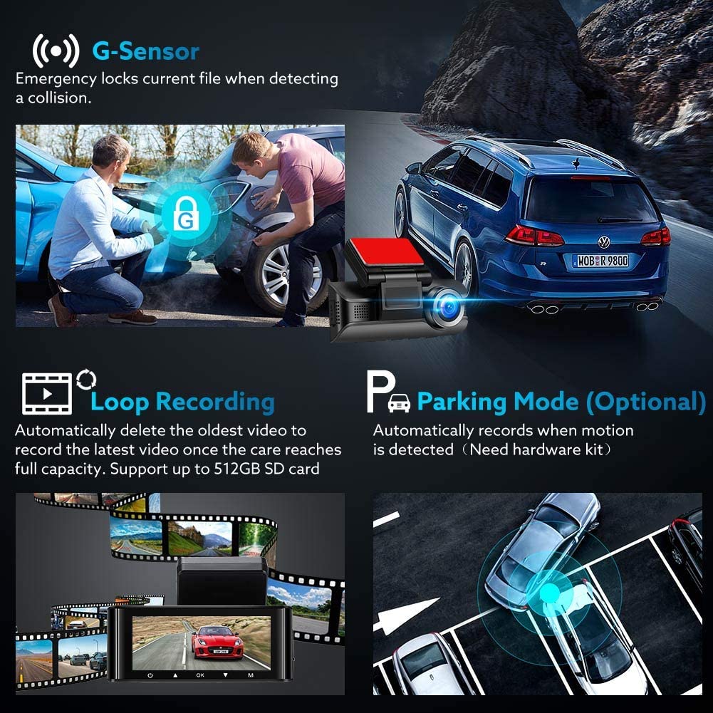 Видеорегистратор 4K камера для автомобиля видеорегистратор GPS Wi-Fi 24-часовой монитор парковки видеорегистратор ночного видения спереди и сзади 3 видеорегистратора камера видеорегистратор