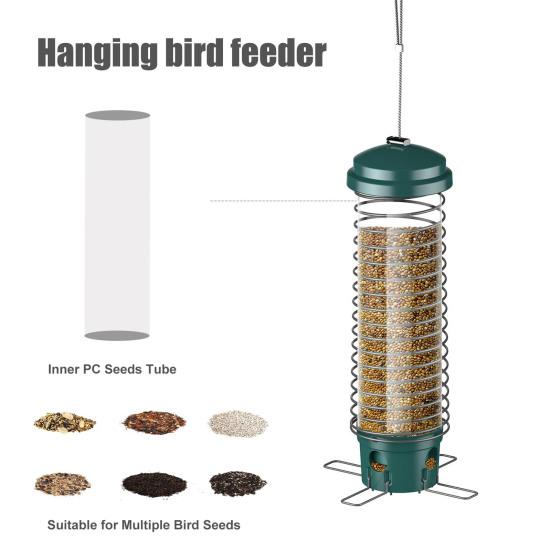 Кормушка для птиц, защищенная от белок, садовая подвесная металлическая кормушка для птиц, диспенсер для птичьего корма с 4 кормовыми отверстиями для улицы, заднего двора, кардиналов, зябликов, голубых соек