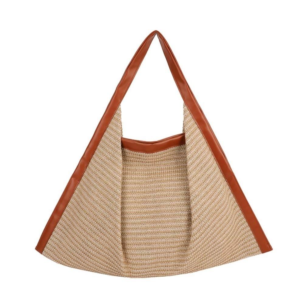 Retro Leopard Print Tote Bag Lightweight Large Capacity Woven Triangle Underarm Bag Contrast Color Polyester