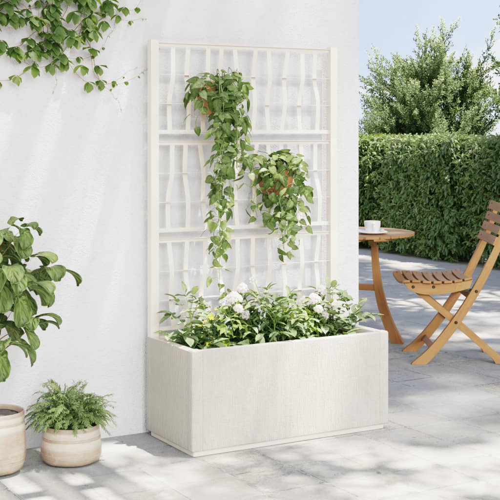 Planter with Trellis White 80 x 36 x 140 cm PP