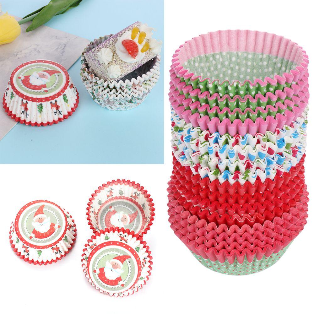 & Kitchen Liner Pastry Tools Cake Paper Cups Muffin Cases Cupcake Wrappers Santa Claus Christmas