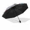 1pc Adorable White Tiger Cub with Pink Roses Umbrella with Plastic Handle,Suitable for All Seasons Home Travel Outdoor UmbrellaDD034