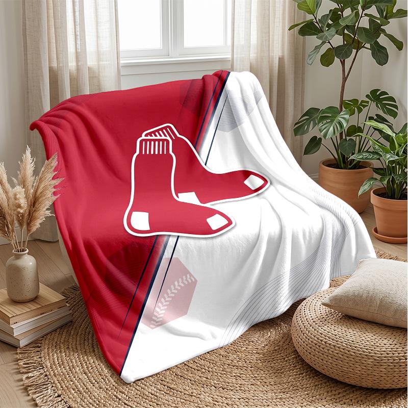 Boston Red Sox Flannel Fleece Blanket Cozy Warm Throw Blanket For Couch Bed Travel All Season Use