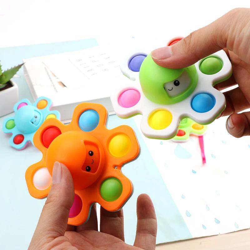 Fingertip gyro anti pressure push bubble Fidget Spinne face changing press toy children's fingertip octopus bubble music