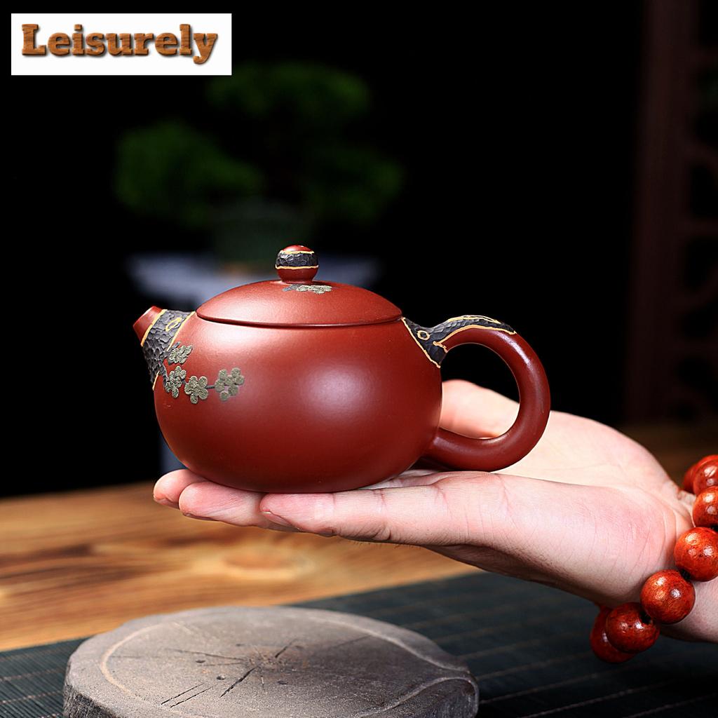 240ml Antique Yixing Purple Clay Tea Pot Handmade Dahongpao Xishi Teapot Chinese Beauty Filter Infuser Zisha Teaset Tea Ceremony