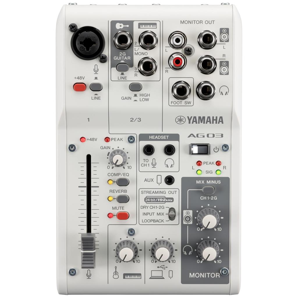 YAMAHA AG03MK2 W LSPK Live Streaming Pack White 3-Channel Mixer,