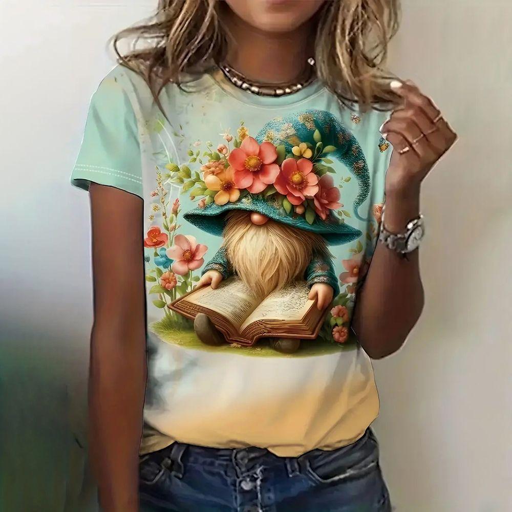 Women's T-Shirts 3d Print T-Shirt Love Print Harajuku Casual Short Sleeve Top Tee O Neck Oversized Female Clothing Tops Tee