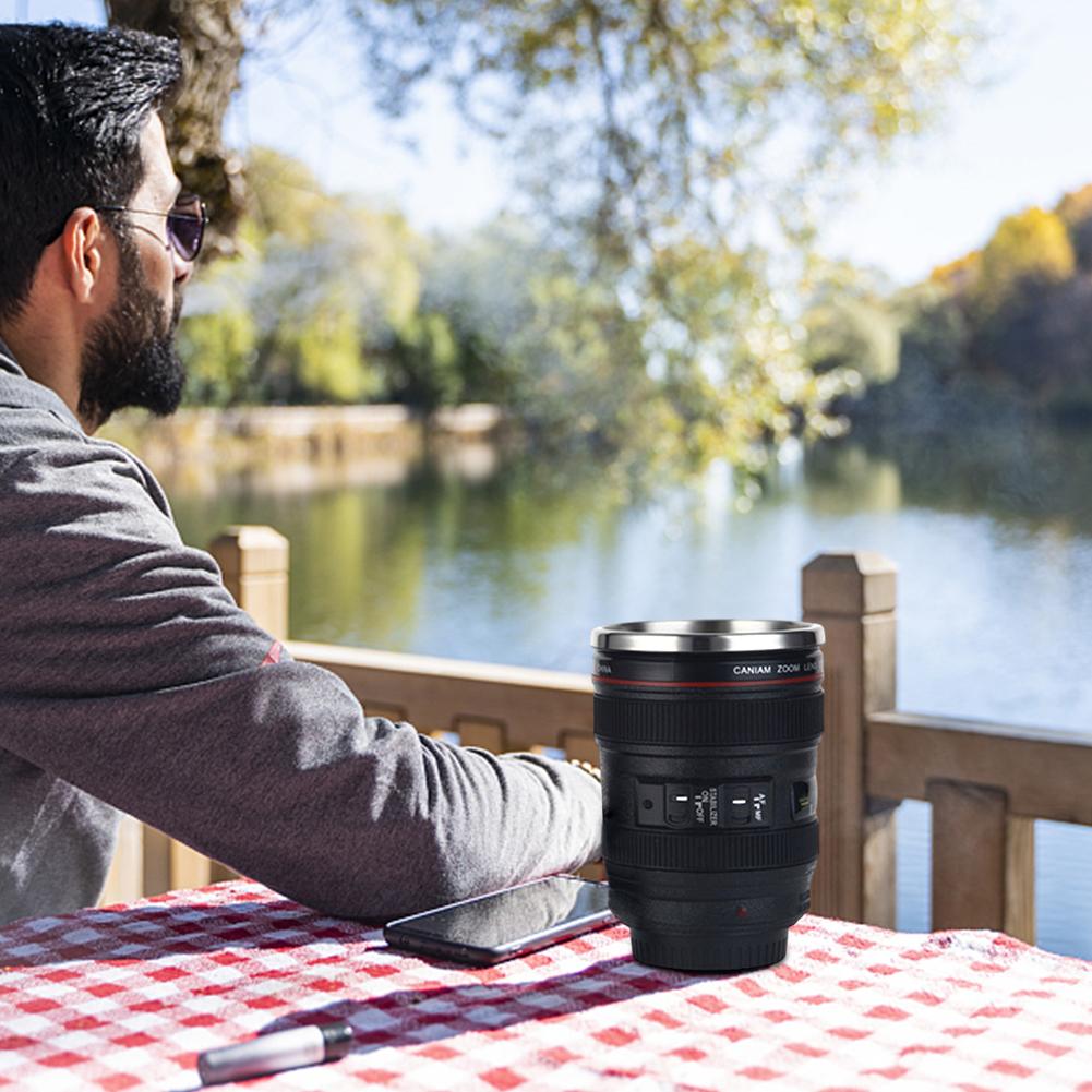 Camera Lens Coffee Mug 350ml Stainless Steel Insulated Reusable Travel Cup Creative Gift For Photographers