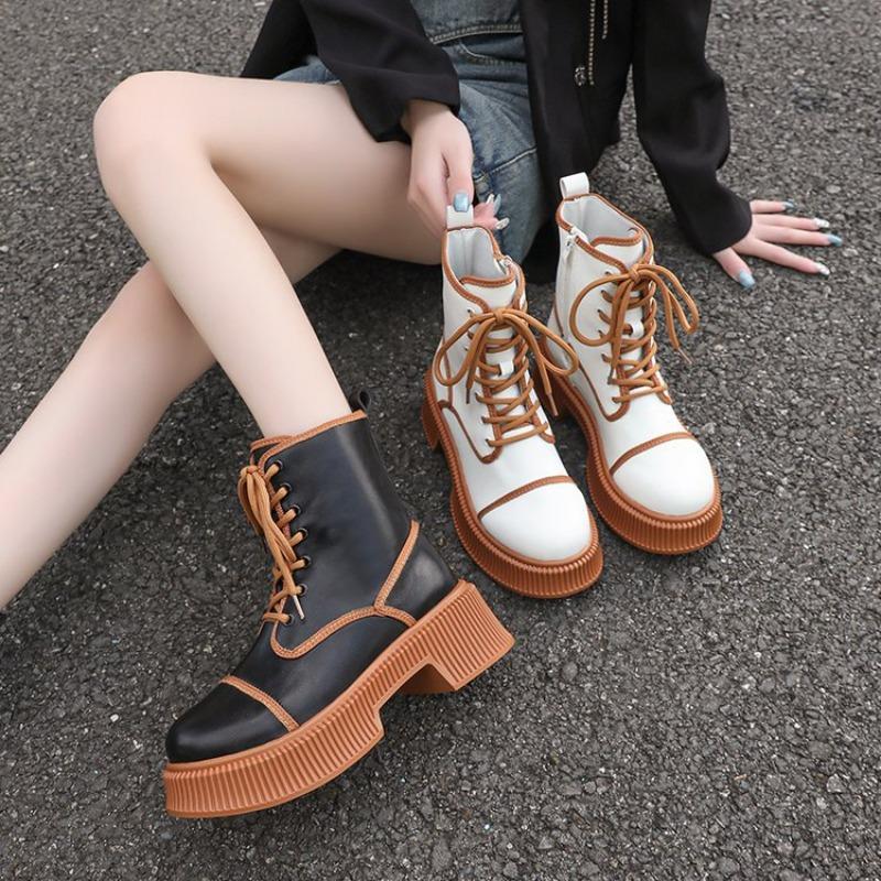 Women Boots New Platform Heel Mid Calf Boots Fashion Knight Boots for Women  Autumn Winter Elegant Thick Bottom Shoe
