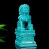 Chinese Natural Turquoise Handcarved Exquisite Male and Female Lions Statues A Pair Carving Living Room Home Decoration Mascot