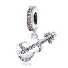 Romantic Music Charms Beads 925 Silver Piano Violin Red Guitar Punk Saxophone Pendants Fit Qikaola Bracelet DIY Jewelry