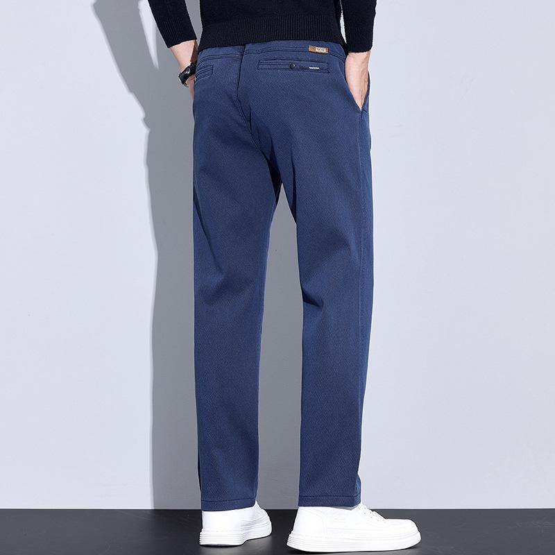 Мужские повседневные прямые брюки из высококачественного лиоцелла класса люкс из толстого эластичного бархата