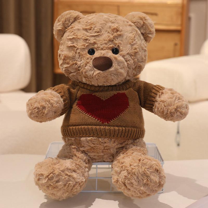 Bear Plush Teddy Stuffed With Cozy Sweater Soft Huggable Bedtime Gift Companion