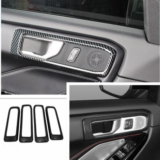Carbon Fiber Inner Door Handle Frame Cover Trim For Ford Explorer 2020-2024