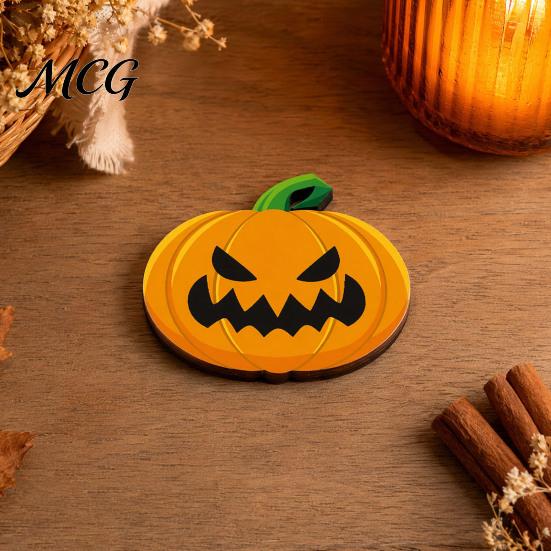 Halloween Coaster Wooden Pumpkin Coaster, Non-Slip Table Mat, Heat Stable Non-slip Insulation Waterproof for Holiday Party Home Decor Accessory
