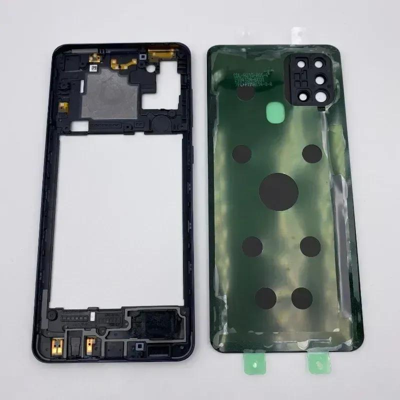 Phone Housing Middle Frame Plate Case Back Cover Battery Rear Camera Lens Repair Parts For Samsung Galaxy A21S A217 A217F